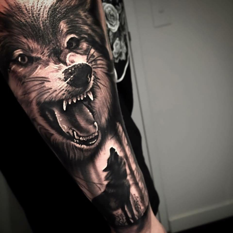 tatuagem de lobo-armas-homens de significado 