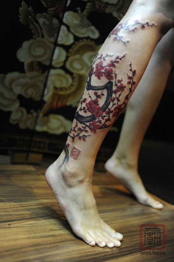 Desenhos e Significados do Tattoo da árvore da flor de cereja 31 