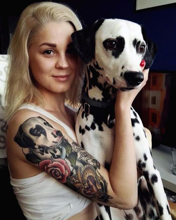 tatuagem de cão velho escola no braço 