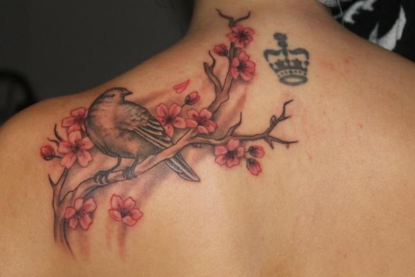 Desenhos e significados do Tattoo da árvore da flor de cereja 13 