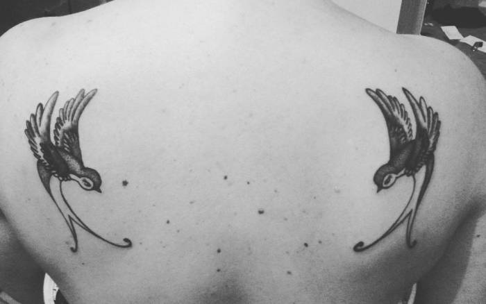 Duas andorinhas tatuagem nas costas 