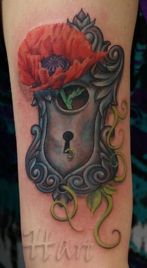 tatuagem de flor de papoula 55 