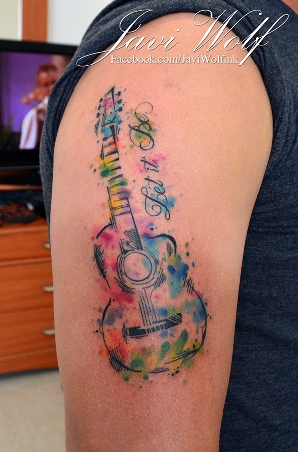 Desenhos de tatuagem de guitarra por Javi Wolf 