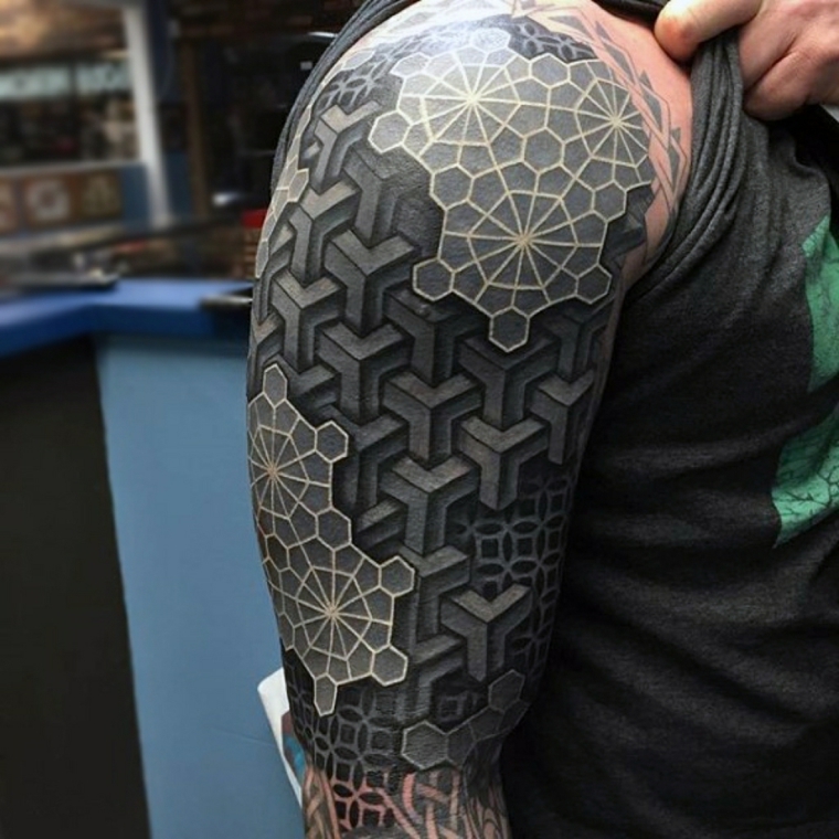 Tatuagens 3D-design-abstrato-estilos geométricos 
