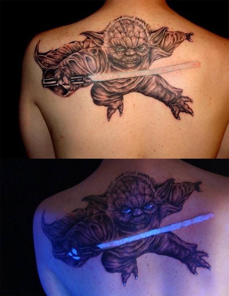 yoda star wars tatuagem de volta 