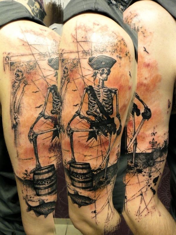 40 fantásticos desenhos de tatuagem de pirata 37 