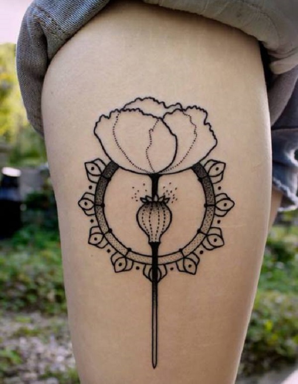 tatuagem de flor de papoula 42 