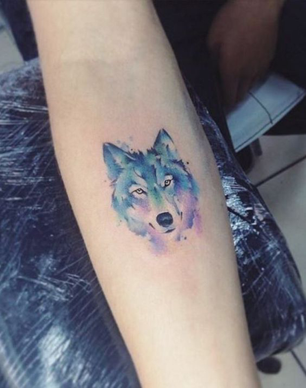 tatuagem de lobo no braço 