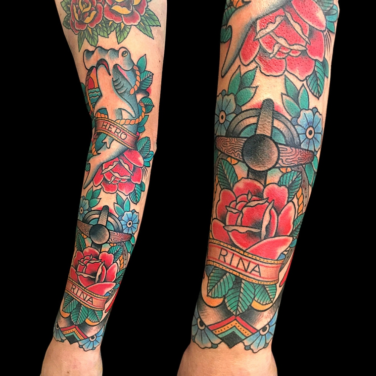 mangas florais tatuagens 