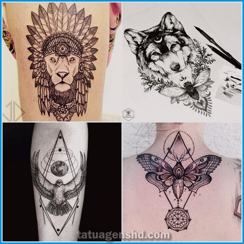 Tatuagens de animais da selva: força e mistério