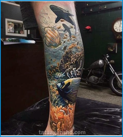 Tatuagens de animais marinhos: beleza da vida subaquática